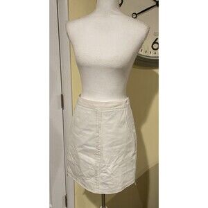 Vintage BEBE 90s Y2K White Leather Mixed Media Lined Mini Skirt Sz 4